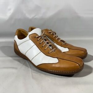 Men's Brown and White Leather Sneakers